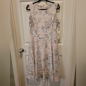 Calvin Klein Dress SIZE 12 NWT!  Light pink, navy and white! BEAUTIFUL